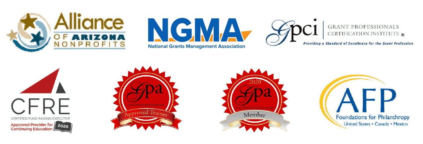 grant writing certification logos - ngma gpci afp gpa cfre aan
