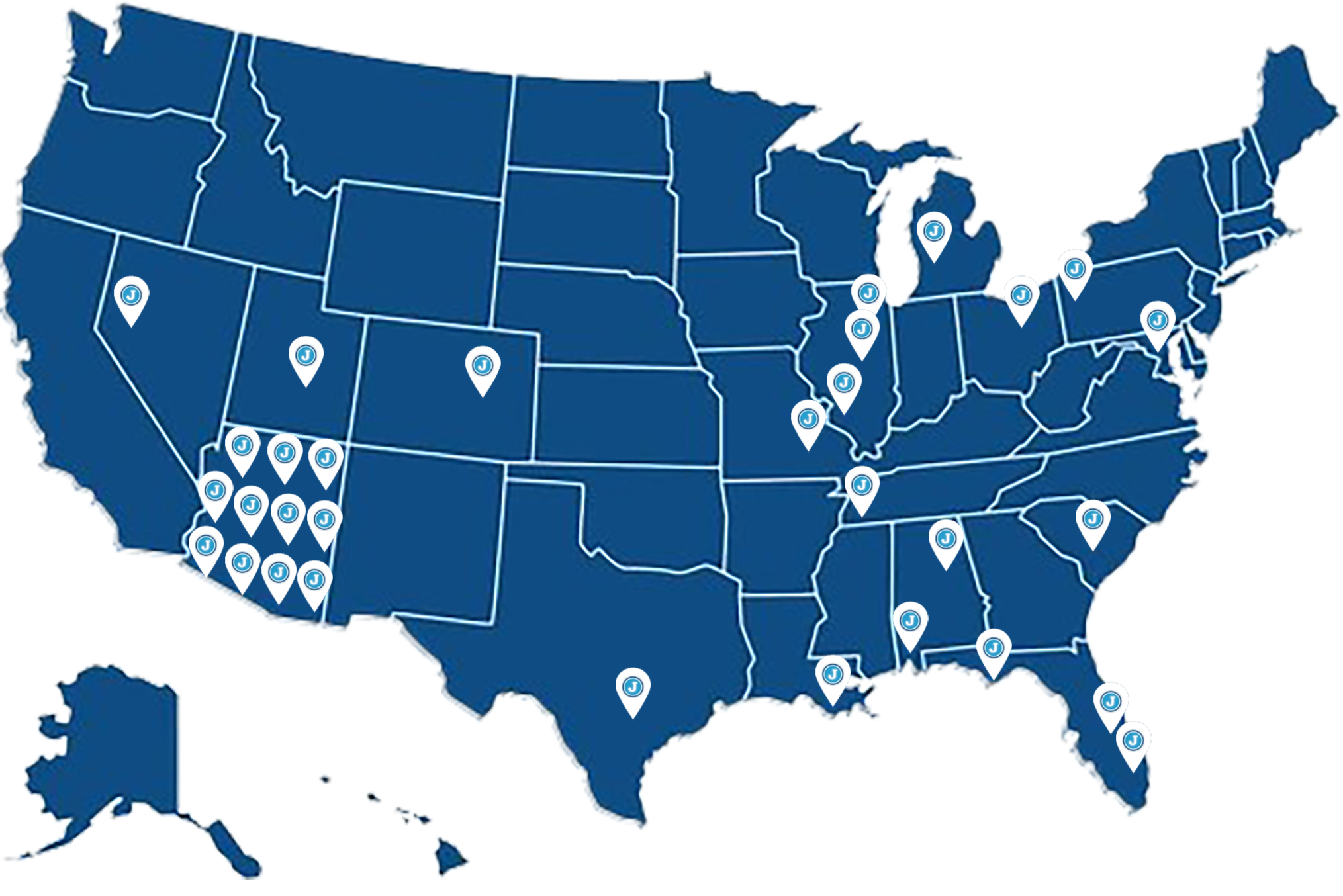 KJA USA Employee State Map KJA USA Employee State Map