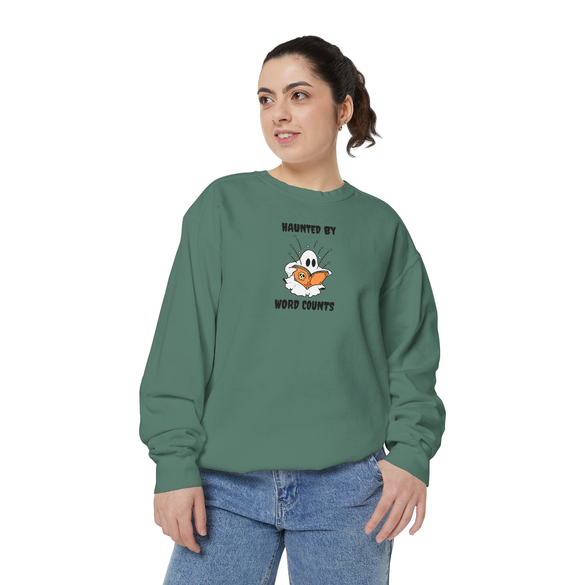 Haunted By Word Counts Unisex Garment-Dyed Sweatshirt - Image 29