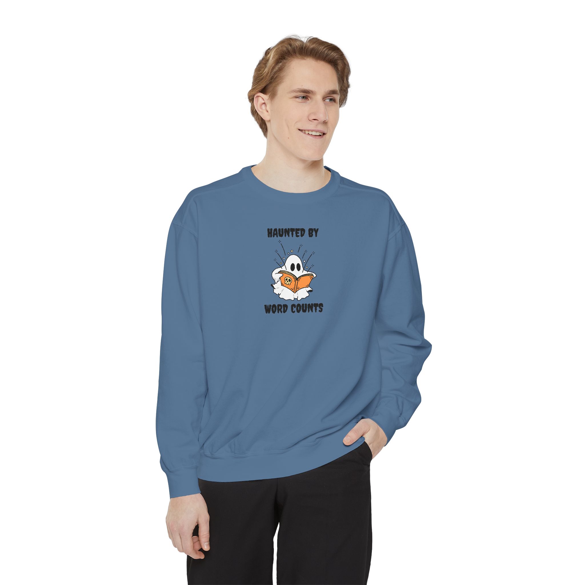 Haunted By Word Counts Unisex Garment-Dyed Sweatshirt - Image 33