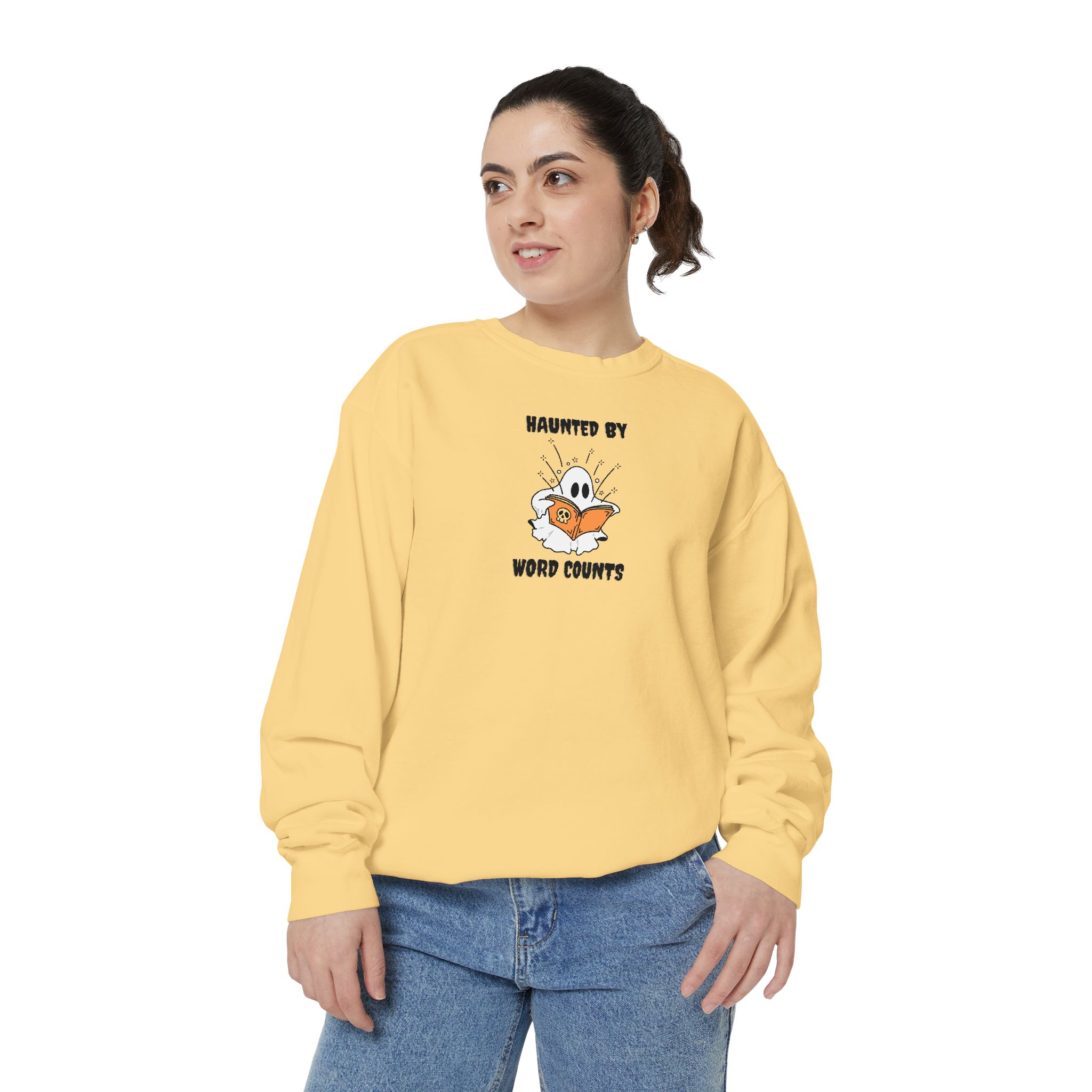 Haunted By Word Counts Unisex Garment-Dyed Sweatshirt - Image 19