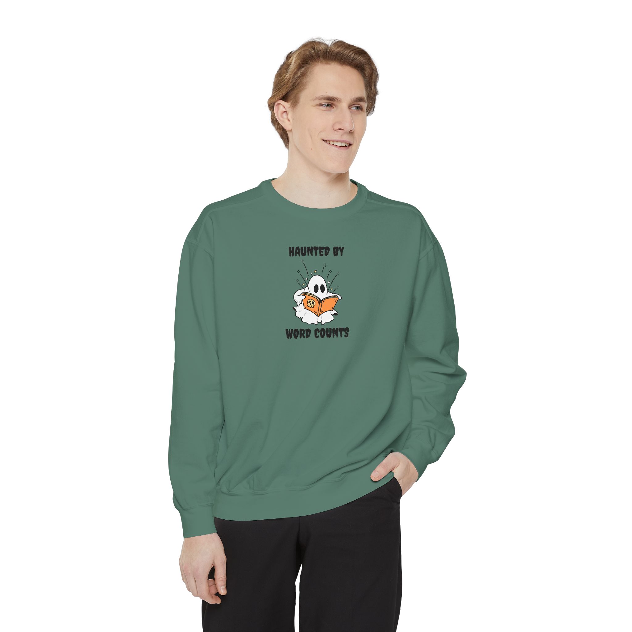 Haunted By Word Counts Unisex Garment-Dyed Sweatshirt - Image 28