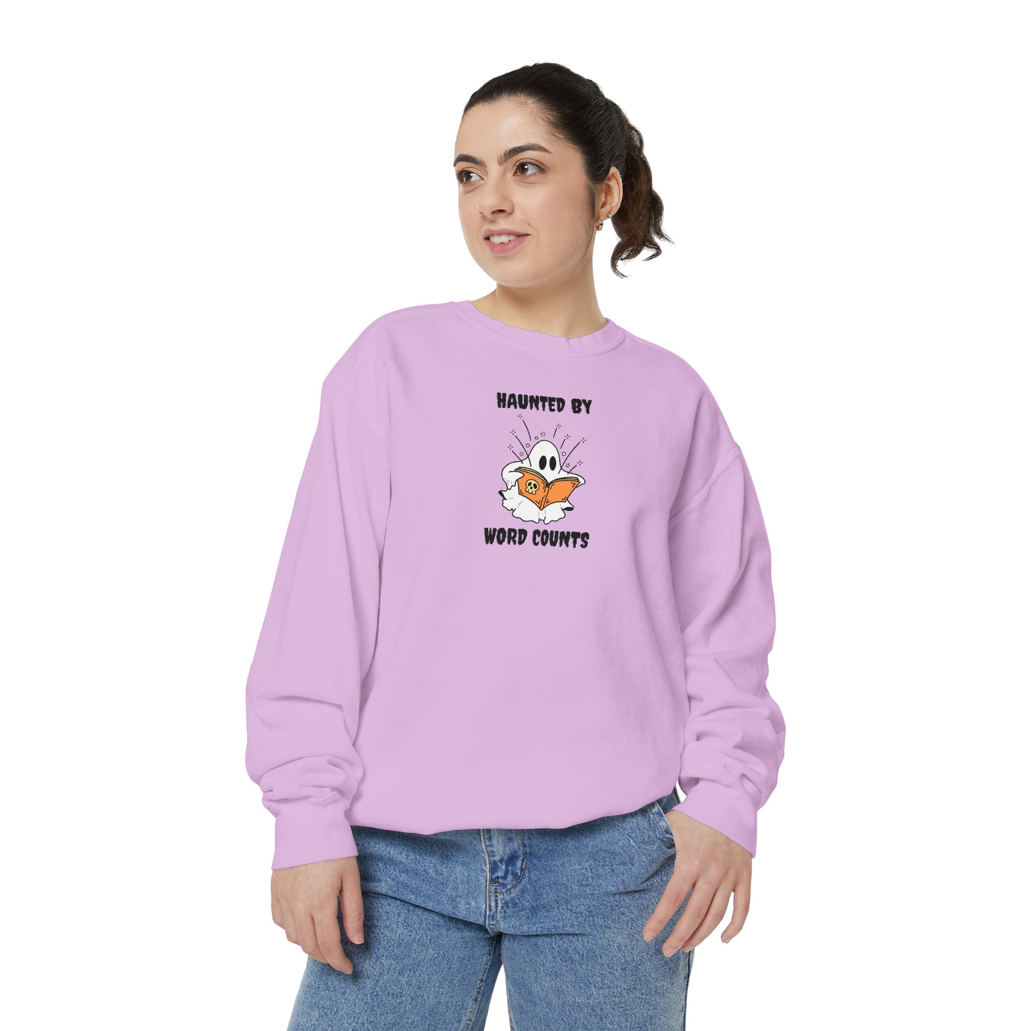 Haunted By Word Counts Unisex Garment-Dyed Sweatshirt - Image 39