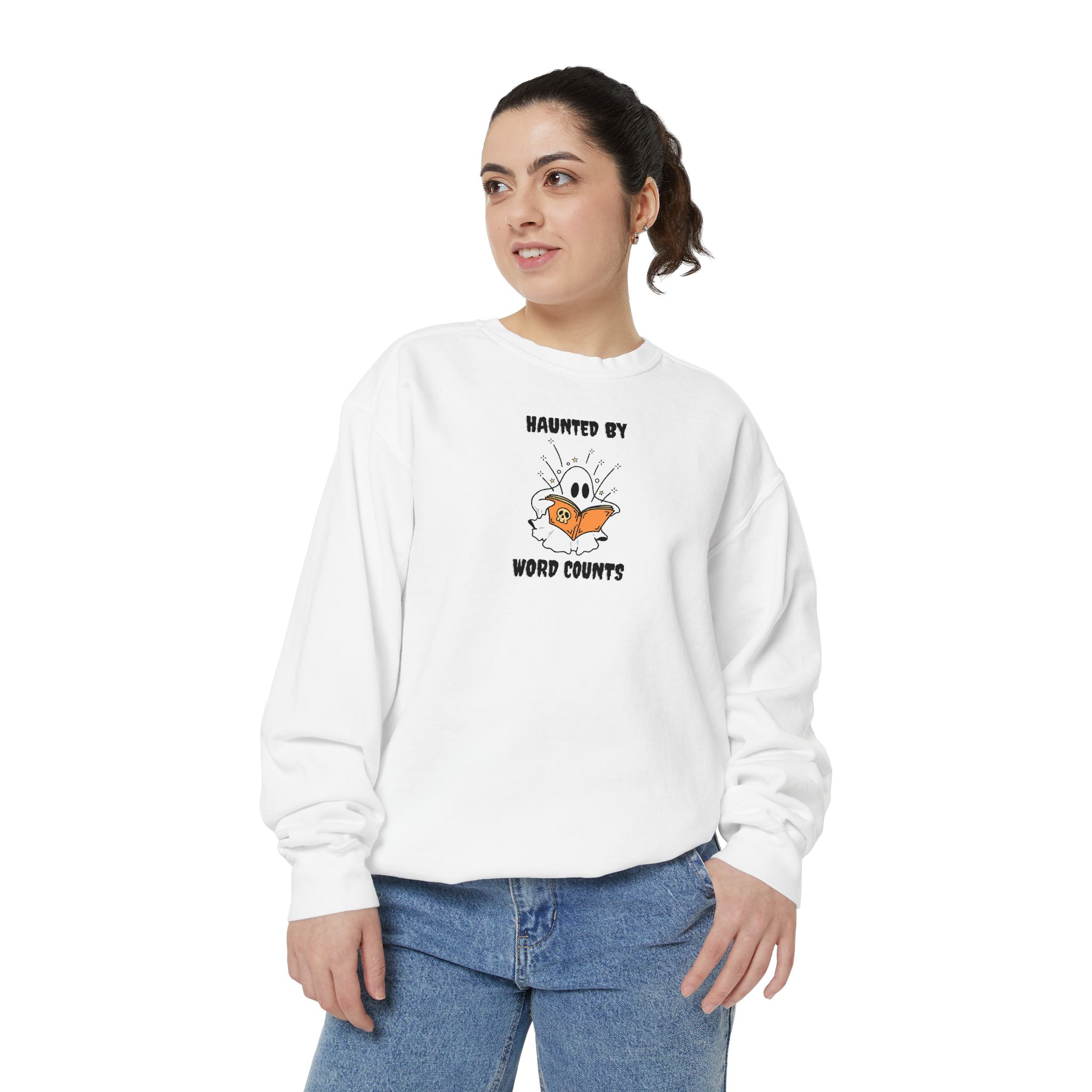 Haunted By Word Counts Unisex Garment-Dyed Sweatshirt - Image 9