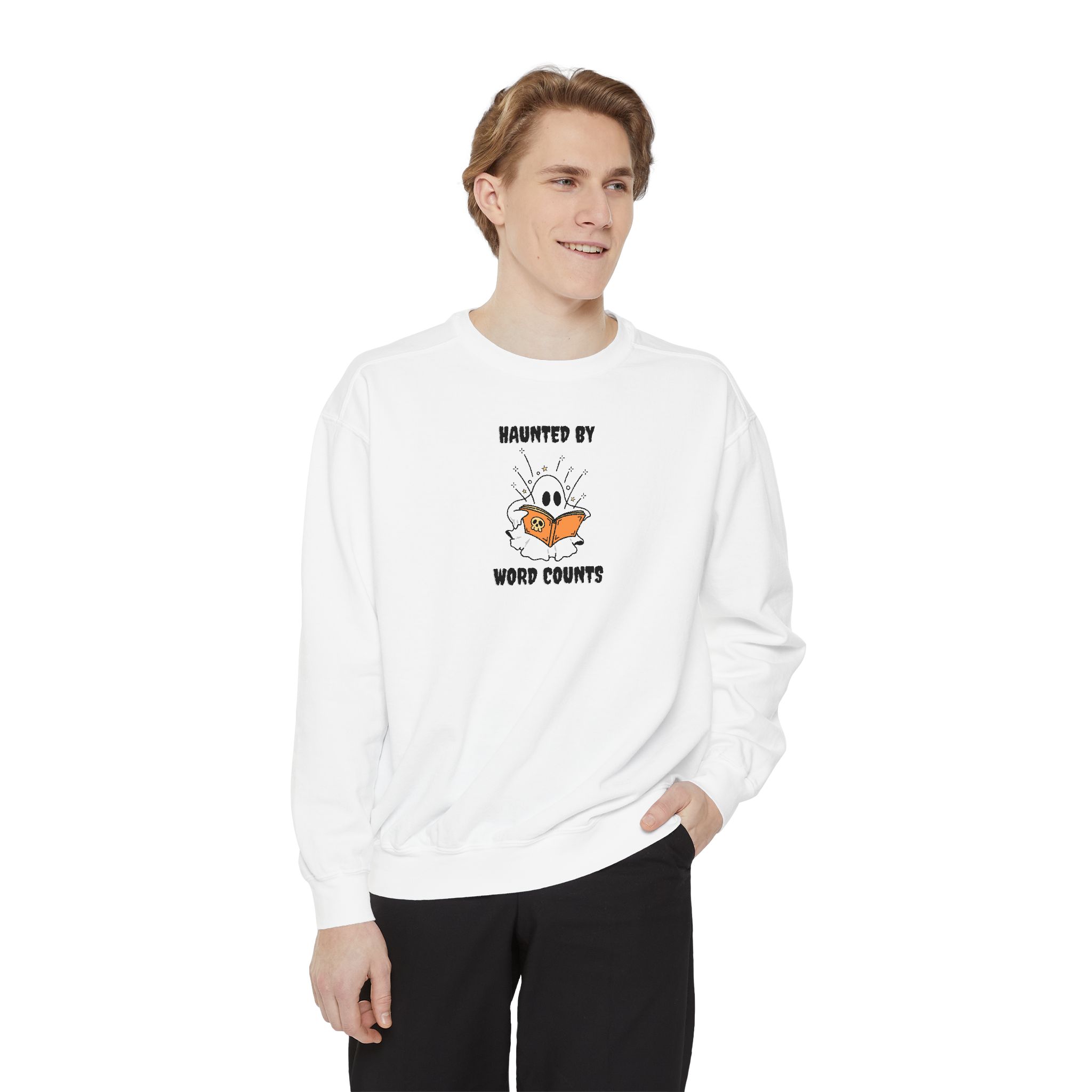 Haunted By Word Counts Unisex Garment-Dyed Sweatshirt - Image 8