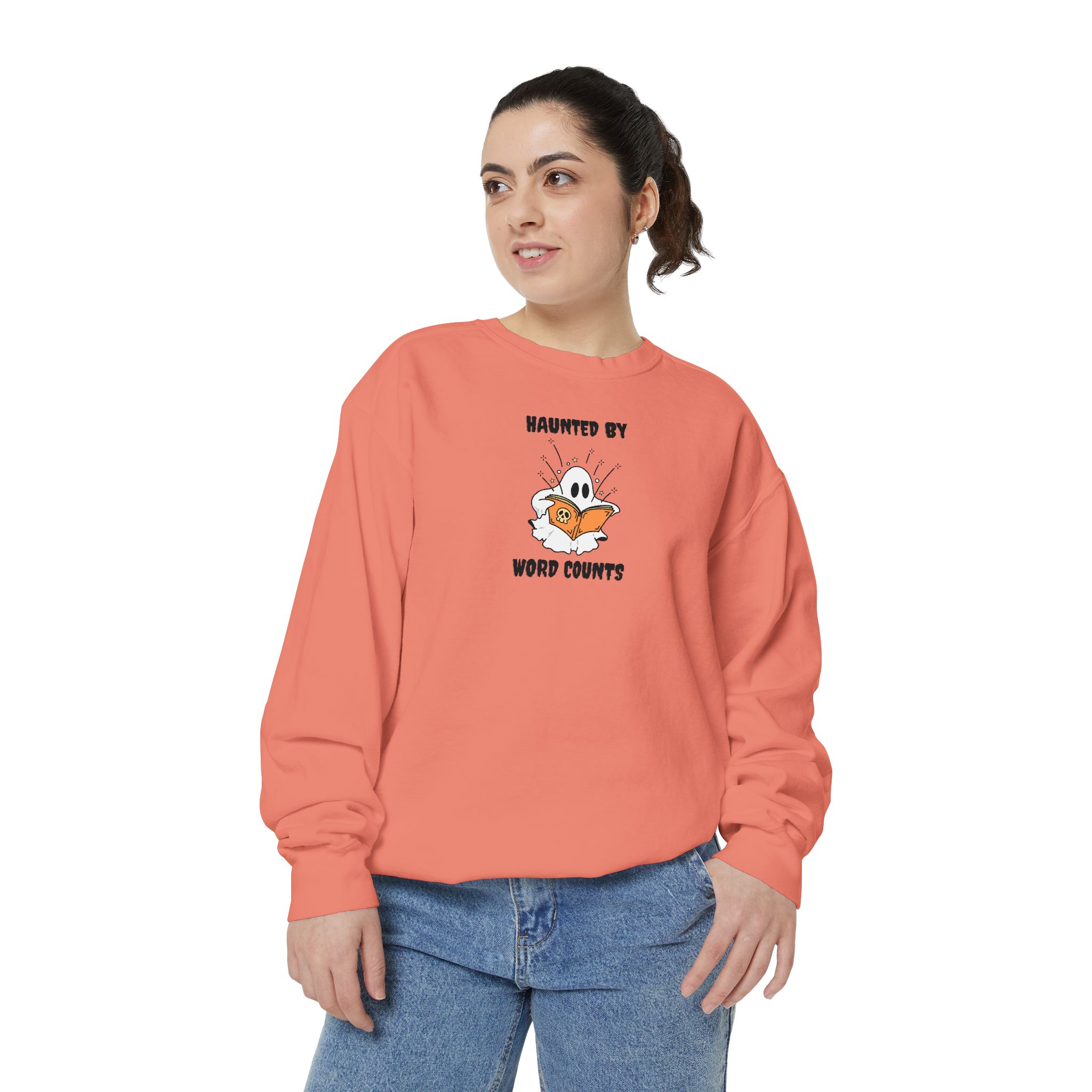 Haunted By Word Counts Unisex Garment-Dyed Sweatshirt - Image 14