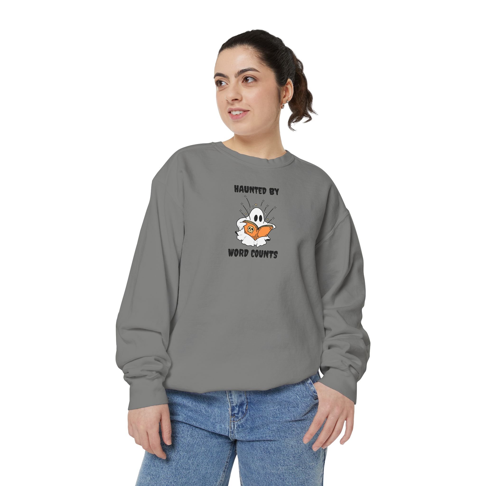 Haunted By Word Counts Unisex Garment-Dyed Sweatshirt - Image 24