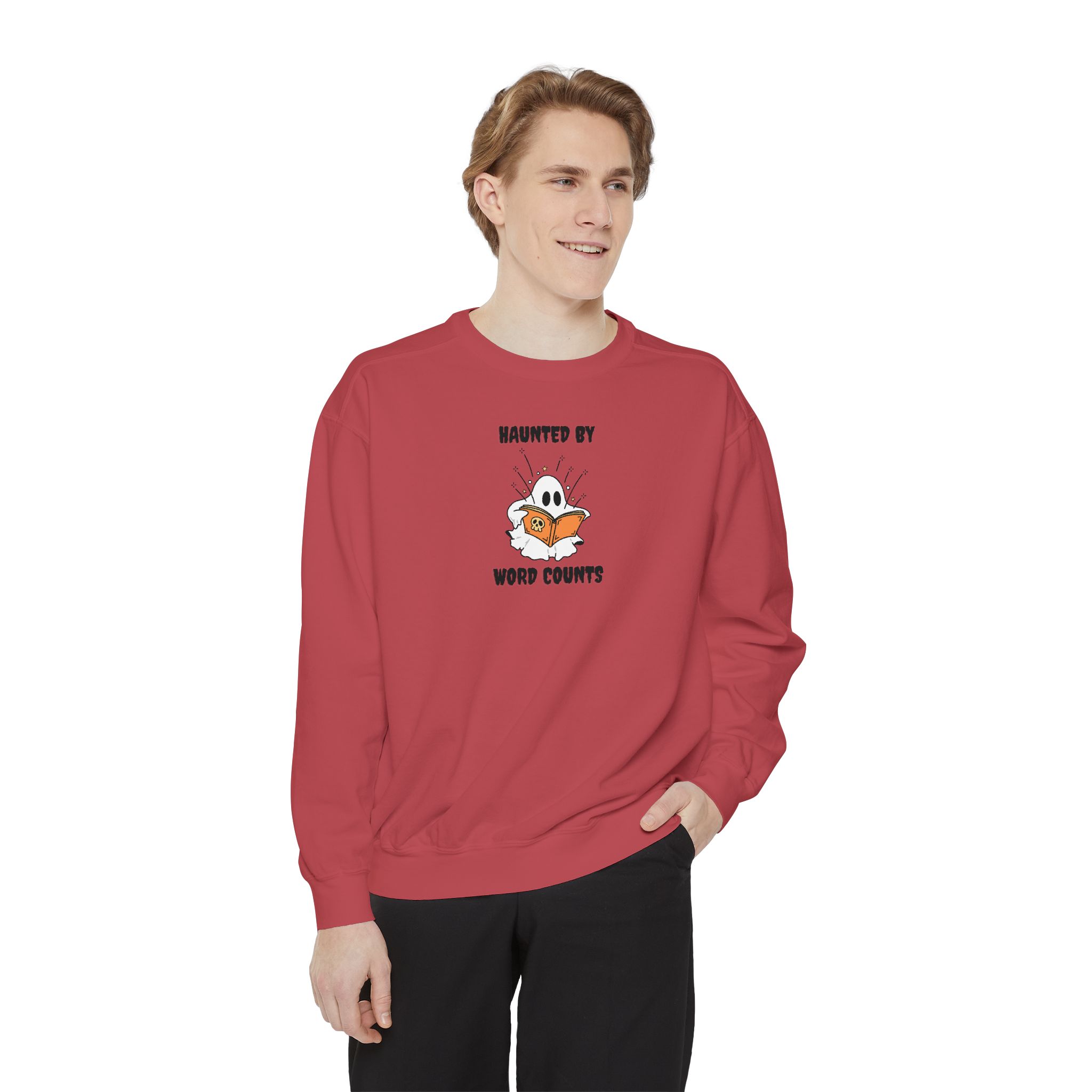 Haunted By Word Counts Unisex Garment-Dyed Sweatshirt - Image 4