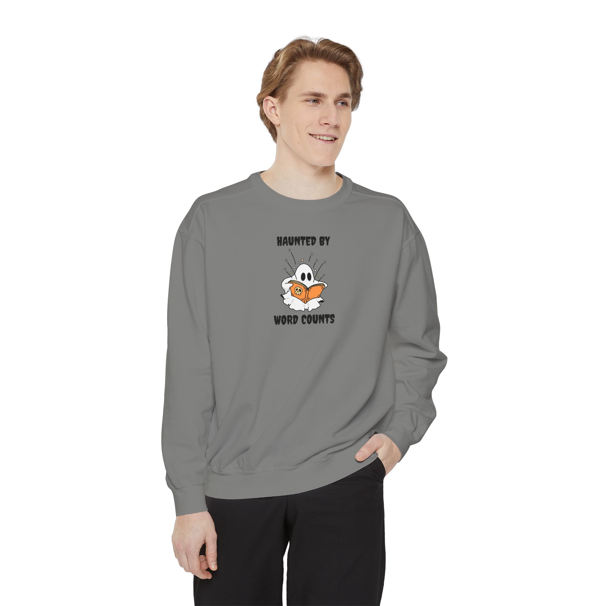Haunted By Word Counts Unisex Garment-Dyed Sweatshirt - Image 23