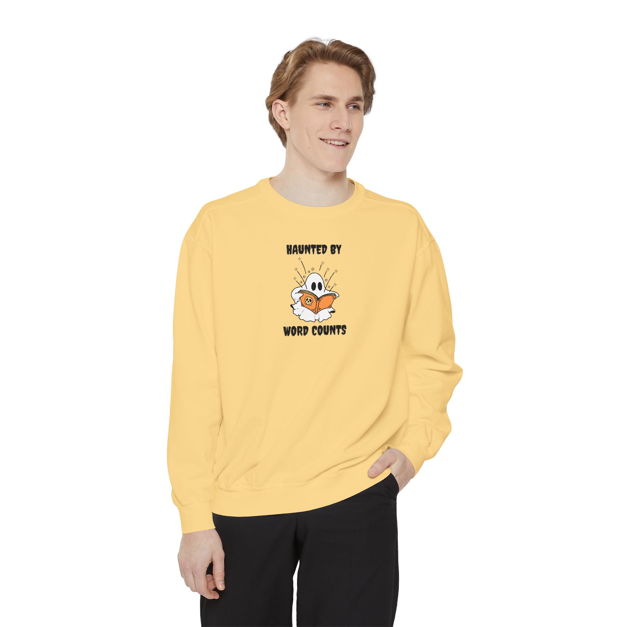 Haunted By Word Counts Unisex Garment-Dyed Sweatshirt - Image 18