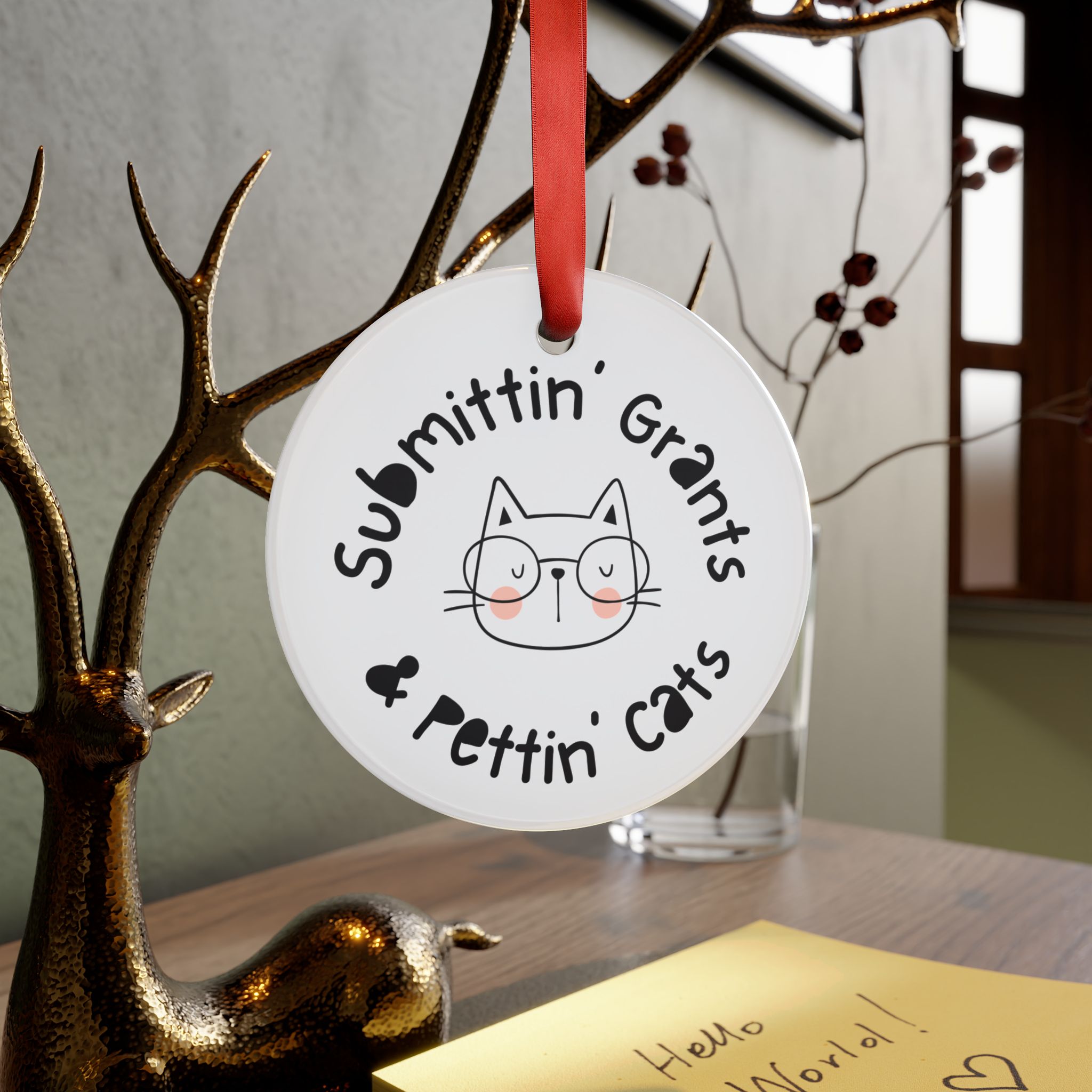 Submittin' Grants & Pettin Cats Acrylic Ornament with Ribbon - Image 5