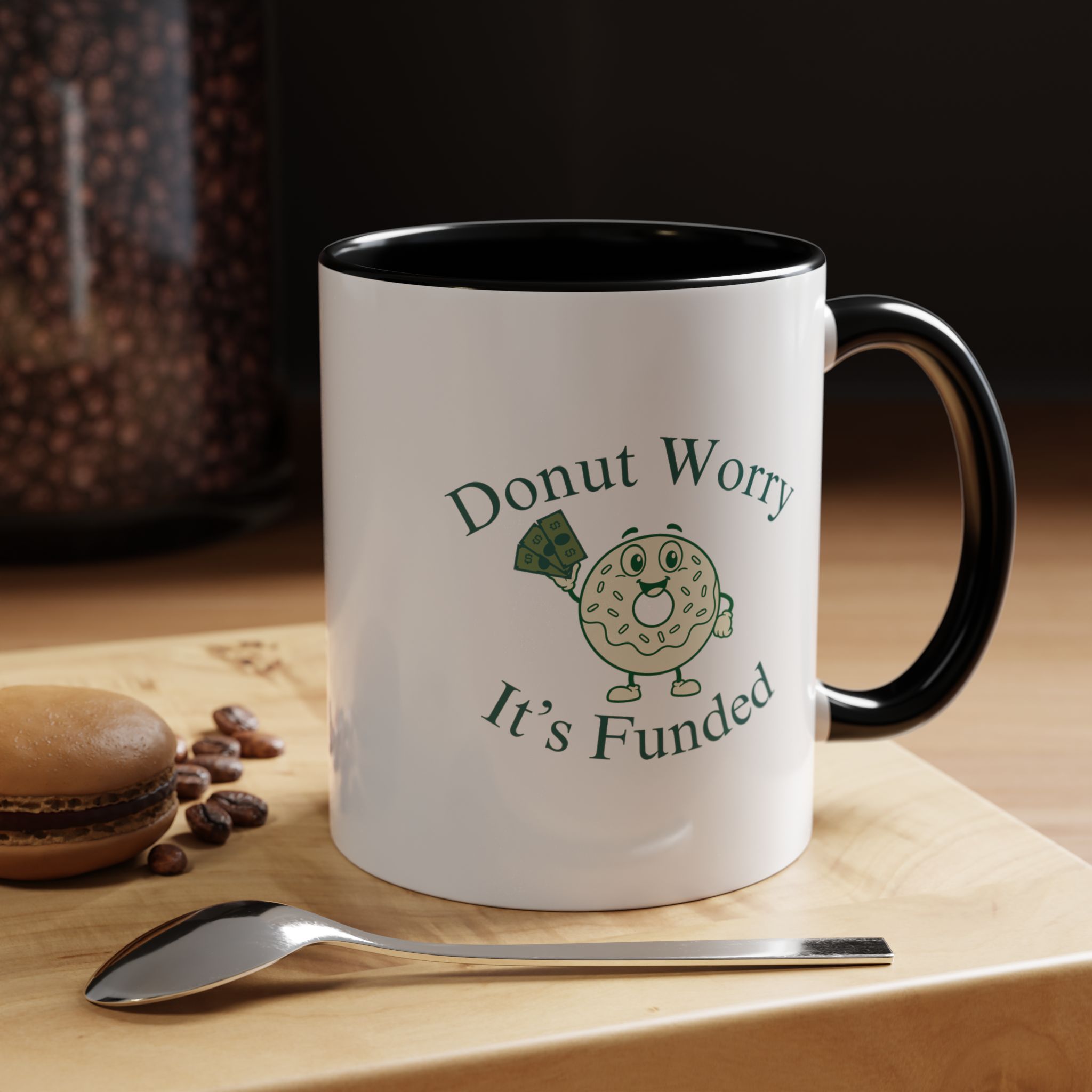Donut Worry, It's Funded Accent Coffee Mug (11, 15oz) - Image 8