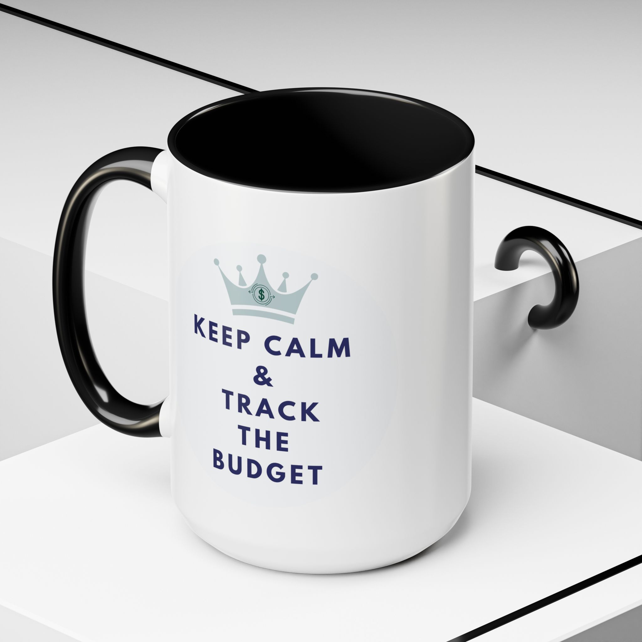 Keep Calm & Track The Budget Accent Coffee Mug (11, 15oz) - Image 25