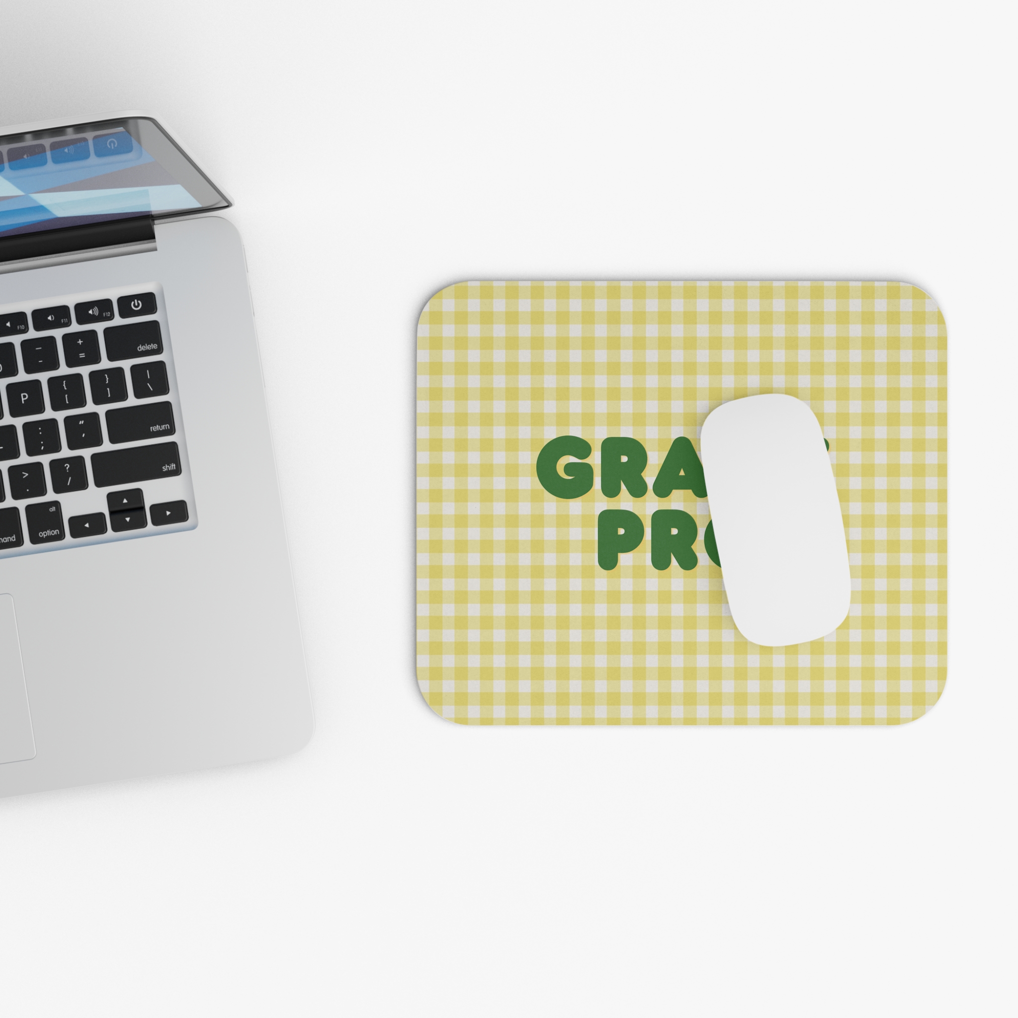 Spring Yellow Checkered Grant Pro Mouse Pad (Rectangle)