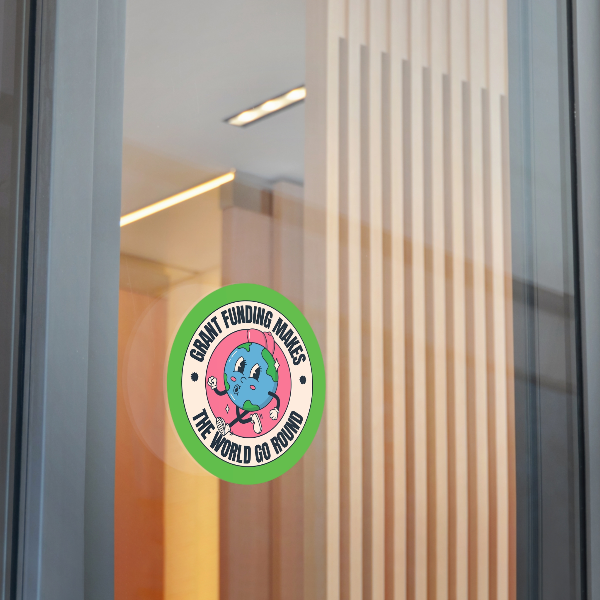 Grant Funding Makes The World Go Round - Round Vinyl Sticker - Image 15
