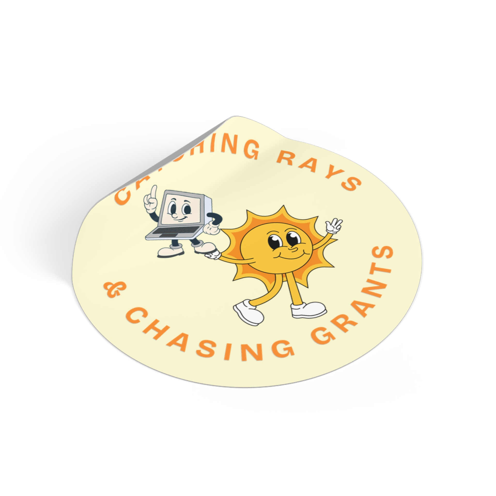 Catching Rays & Chasing Grants Round Vinyl Sticker - Image 2