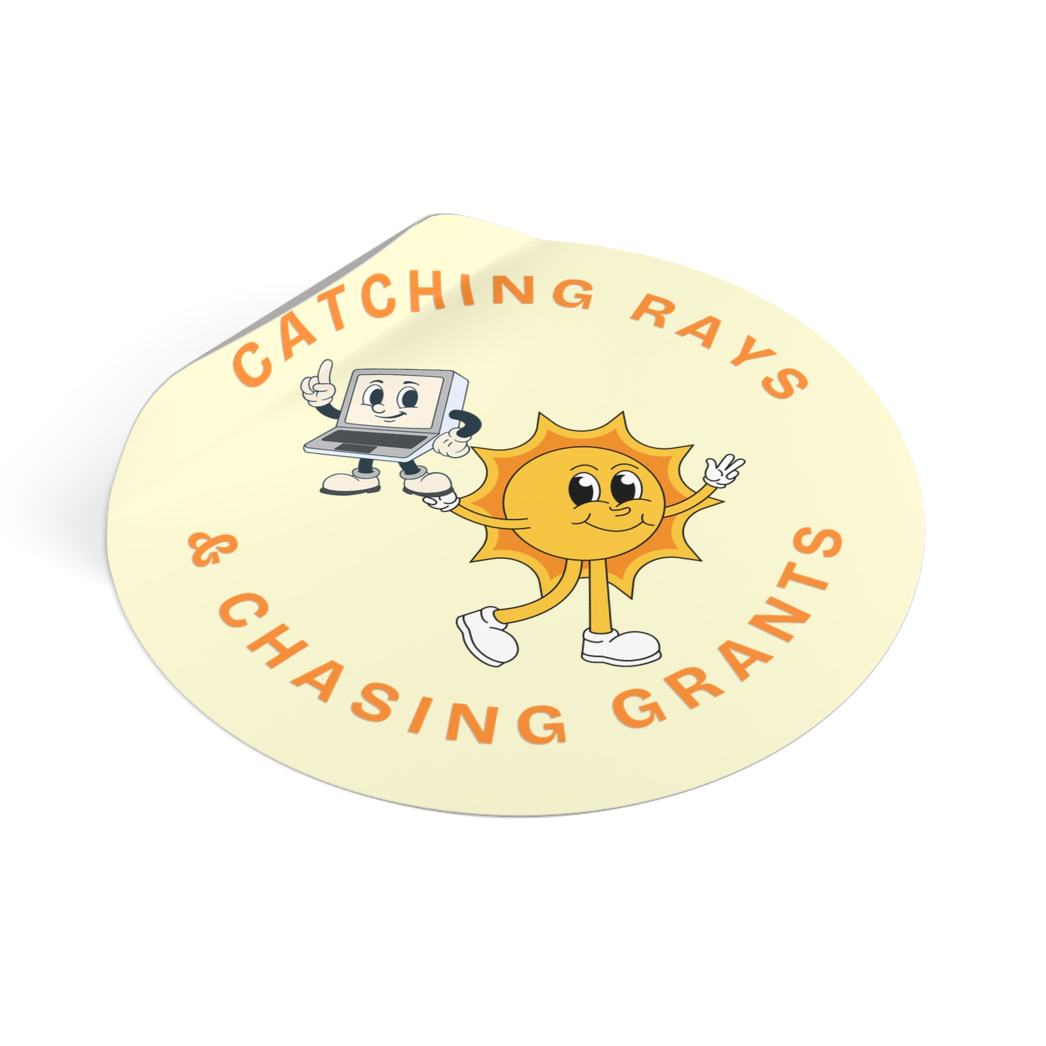 Catching Rays & Chasing Grants Round Vinyl Sticker - Image 5