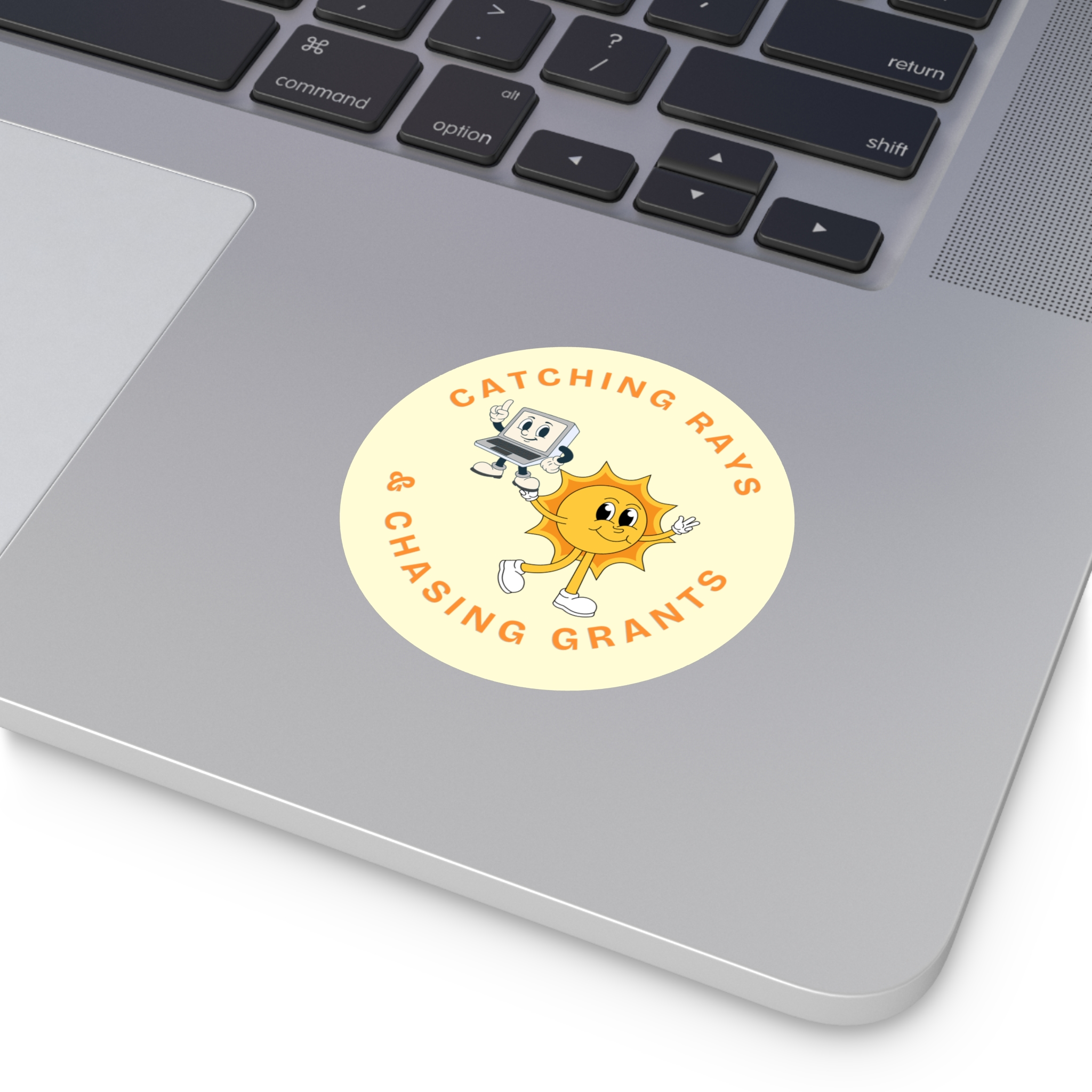 Catching Rays & Chasing Grants Round Vinyl Sticker - Image 6