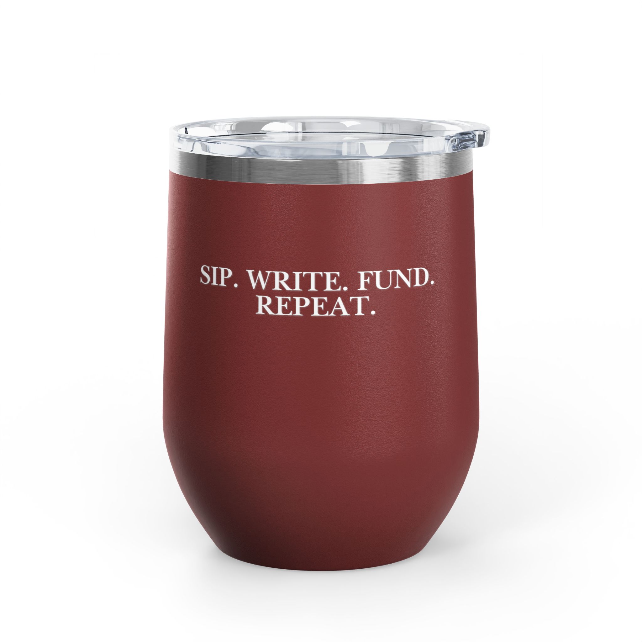 Sip. Write. Fund. Repeat. Wine Tumbler, 12oz - Image 9