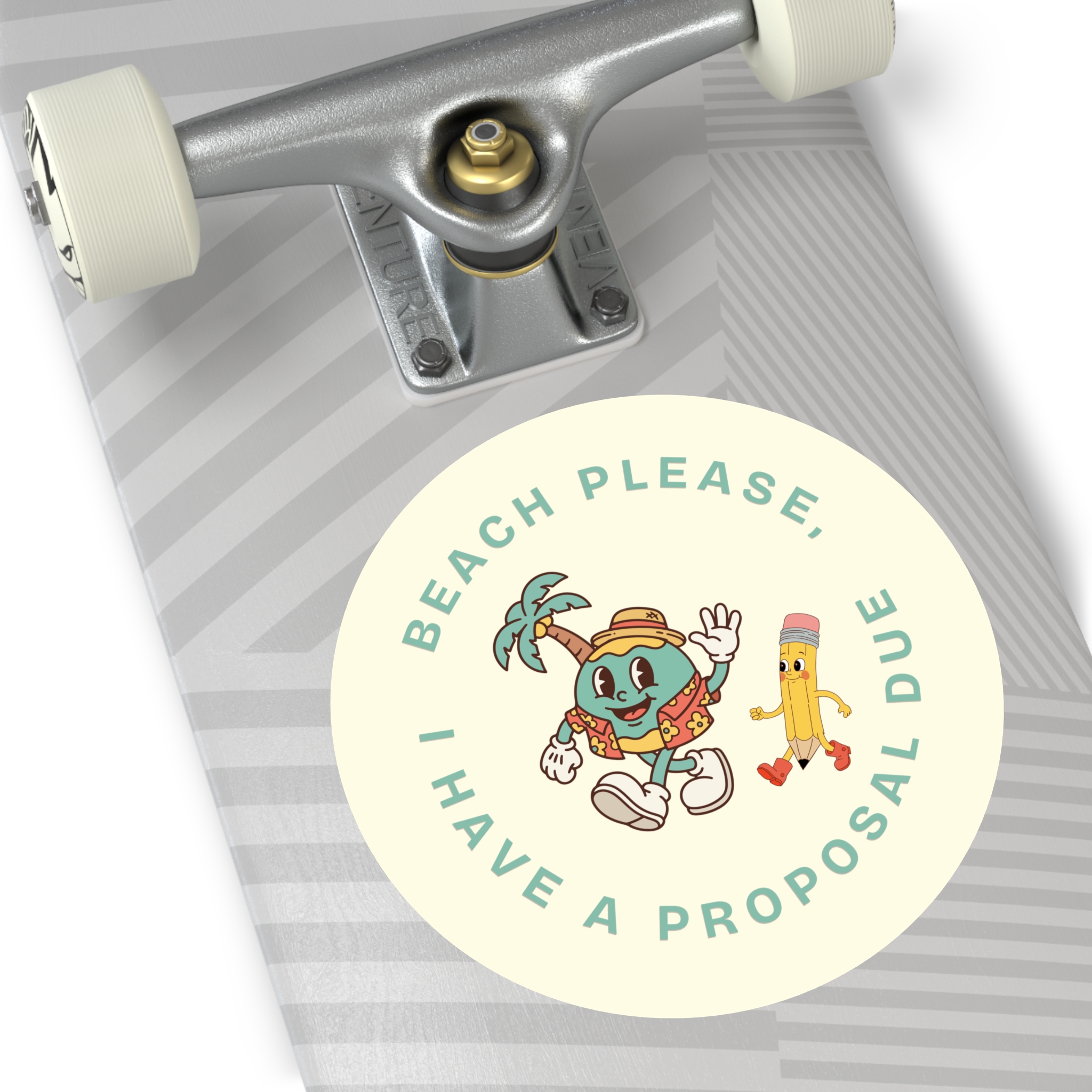 Beach Please, I Have A Proposal Due Round Vinyl Sticker - Image 20
