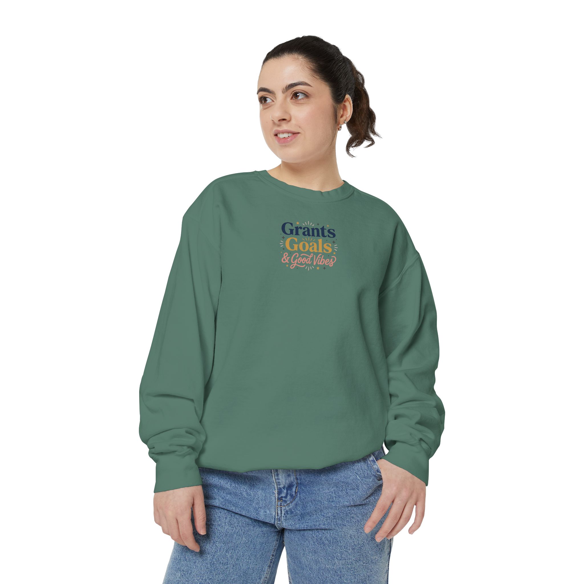 Grants, Goals, & Good Vibes Unisex Garment-Dyed Sweatshirt - Image 15