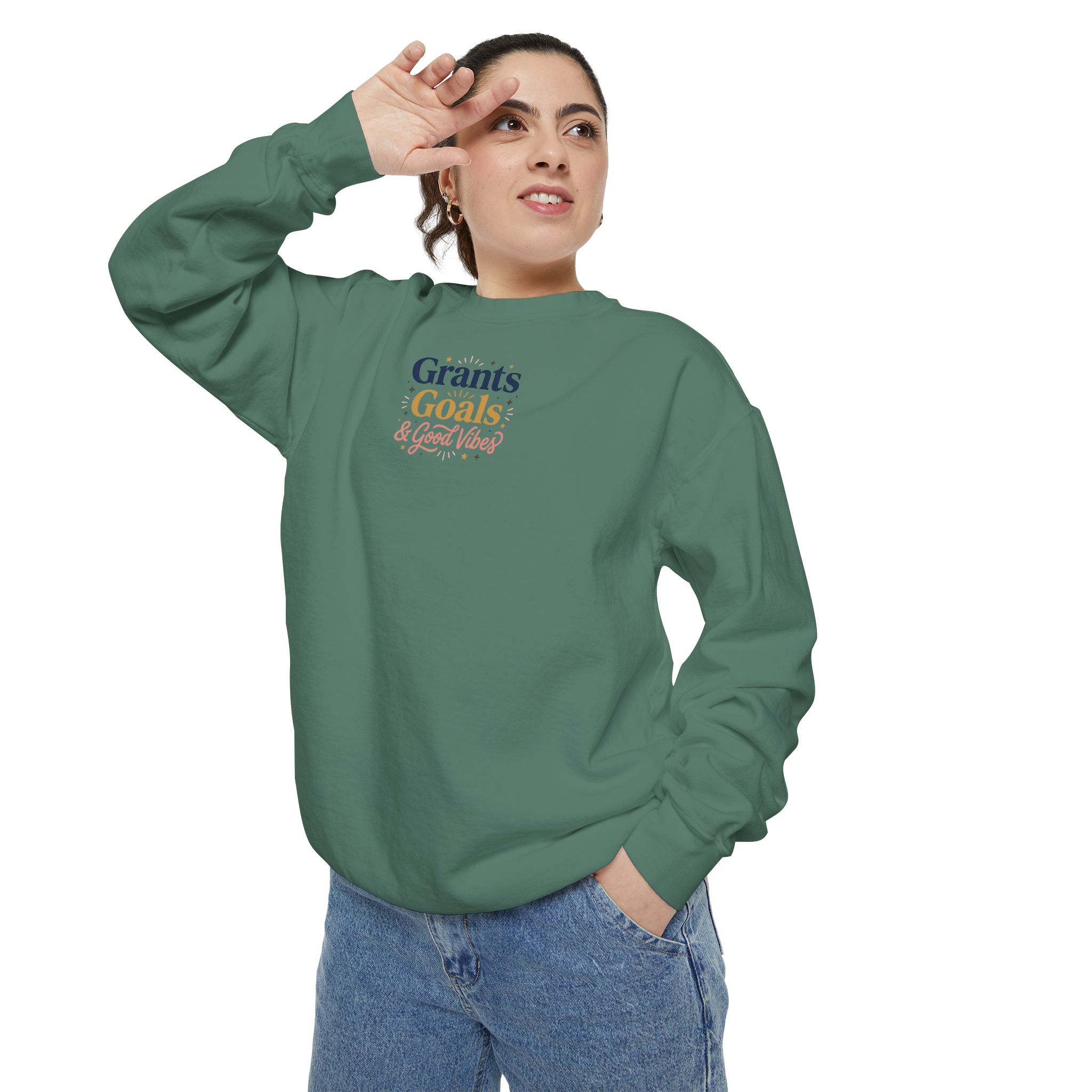 Grants, Goals, & Good Vibes Unisex Garment-Dyed Sweatshirt - Image 17