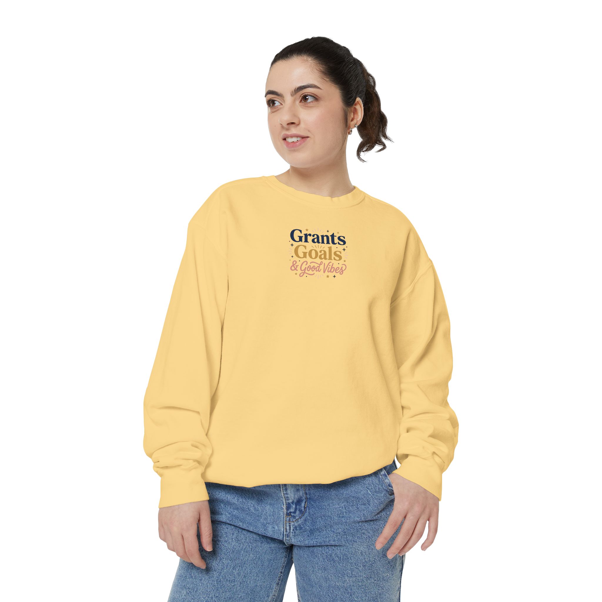Grants, Goals, & Good Vibes Unisex Garment-Dyed Sweatshirt - Image 9